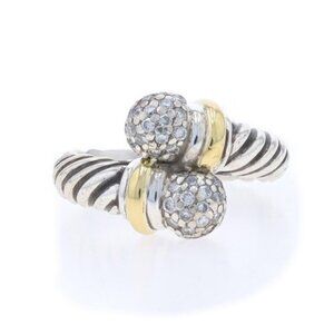 David Yurman Cable Pave Diamond Bypass Ball Ring - Sterling 925 Yellow Gold 18k